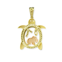 Load image into Gallery viewer, 14KT Tri - Color Gold Lucky Turtle Pendant with CZ Accents
