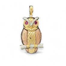 Load image into Gallery viewer, 14KT Tri - Color Gold Owl Pendant
