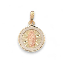 Load image into Gallery viewer, 14KT Tri - Color Gold Virgin Mary Round Pendant
