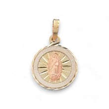 Load image into Gallery viewer, 14KT Tri - Color Gold Virgin Mary Round Pendant
