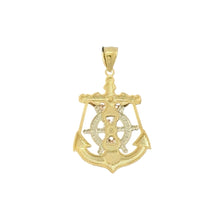 Load image into Gallery viewer, 14KT Tri - Tone Gold Crucifix with Anchor and Ship Wheel Pendant
