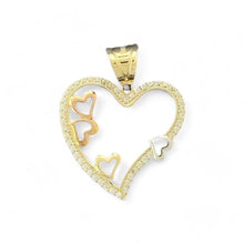 Load image into Gallery viewer, 14KT Tricolor Gold Heart Pendant with CZ Accents
