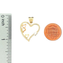 Load image into Gallery viewer, 14KT Tricolor Gold Heart Pendant with CZ Accents
