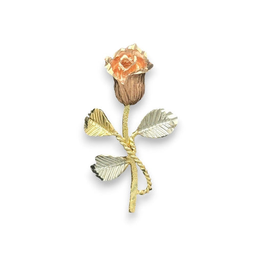 14KT Tricolor Gold Rose Pendant