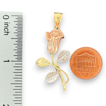 Load image into Gallery viewer, 14KT Tricolor Gold Rose Pendant
