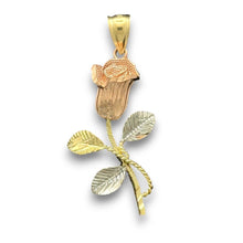 Load image into Gallery viewer, 14KT Tricolor Gold Rose Pendant
