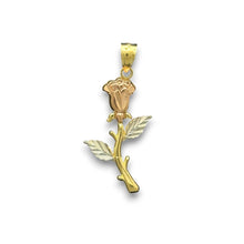 Load image into Gallery viewer, 14KT Tricolor Gold Rosebud Pendant
