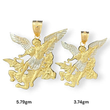 Load image into Gallery viewer, 14KT Two - Tone Gold Archangel Michael Pendant
