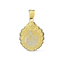 Load image into Gallery viewer, 14KT Two - Tone Gold Baptism Pendant with Dove and Holy Scene
