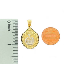 Load image into Gallery viewer, 14KT Two - Tone Gold Baptism Pendant with Dove and Holy Scene
