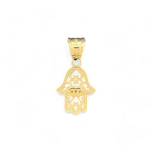 Load image into Gallery viewer, 14KT Two - tone Gold Hamsa Hand Pendant
