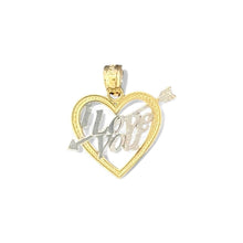 Load image into Gallery viewer, 14KT Yellow and White Gold &quot;I Love You&quot; Heart Pendant
