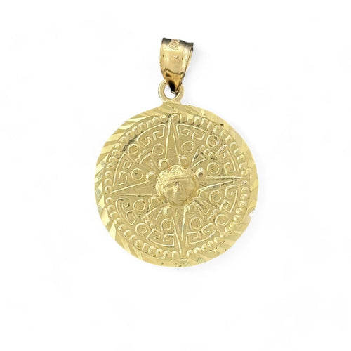 14KT Yellow Gold Aztec Sun Pendant