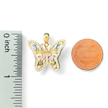 Load image into Gallery viewer, 14KT Yellow Gold Butterfly Pendant with Multicolor CZ Stones
