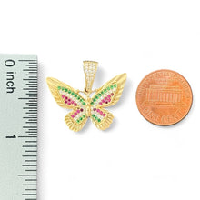 Load image into Gallery viewer, 14KT Yellow Gold Butterfly Pendant with Multicolor CZ Stones
