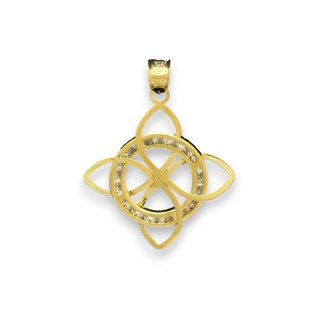 14KT Yellow Gold Celtic Knot Pendant with Diamond Accents