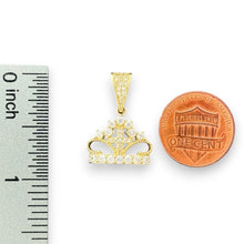 Load image into Gallery viewer, 14KT Yellow Gold Crown Pendant with CZ Stones
