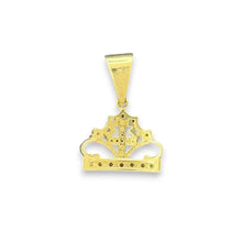 Load image into Gallery viewer, 14KT Yellow Gold Crown Pendant with CZ Stones
