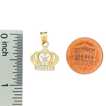 Load image into Gallery viewer, 14KT Yellow Gold Crown Pendant with CZ Stones
