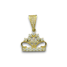 Load image into Gallery viewer, 14KT Yellow Gold Crown Pendant with CZ Stones
