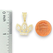 Load image into Gallery viewer, 14KT Yellow Gold Crown Sparkling Stones Pendant
