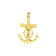 Load image into Gallery viewer, 14KT Yellow Gold Crucifix with Anchor and Ship Wheel Pendant
