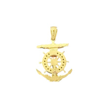 Load image into Gallery viewer, 14KT Yellow Gold Crucifix with Ship Wheel and Anchor Pendant
