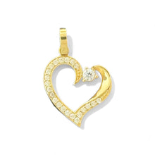 Load image into Gallery viewer, 14KT Yellow Gold CZ Heart Pendant
