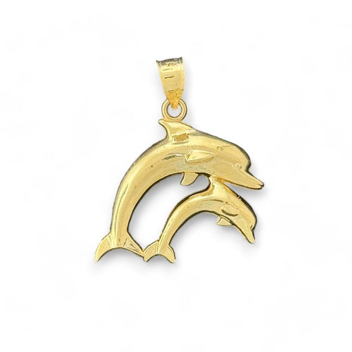 14KT Yellow Gold Double Dolphin Pendant