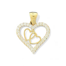 Load image into Gallery viewer, 14KT Yellow Gold Double Heart CZ Pendant
