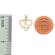 Load image into Gallery viewer, 14KT Yellow Gold Double Heart CZ Pendant
