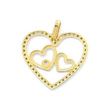 Load image into Gallery viewer, 14KT Yellow Gold Double Heart CZ Pendant
