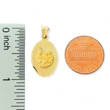 Load image into Gallery viewer, 14KT Yellow Gold Double - Sided Baptism Pendant - Virgin Mary and Holy Family
