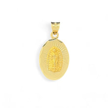 Load image into Gallery viewer, 14KT Yellow Gold Double - Sided Baptism Pendant - Virgin Mary and Holy Family
