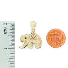 Load image into Gallery viewer, 14KT Yellow Gold Elephant Pendant with Multicolor CZ Stones
