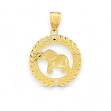 Load image into Gallery viewer, 14KT Yellow Gold Elephant Pendant with Wreath Design
