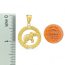 Load image into Gallery viewer, 14KT Yellow Gold Elephant Pendant with Wreath Design
