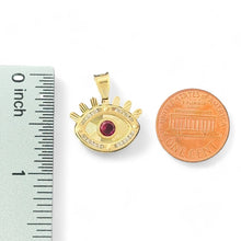 Load image into Gallery viewer, 14KT Yellow Gold Evil Eye Pendant with CZ Accents
