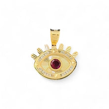 Load image into Gallery viewer, 14KT Yellow Gold Evil Eye Pendant with CZ Accents
