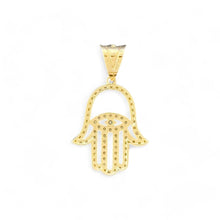 Load image into Gallery viewer, 14KT Yellow Gold Hamsa Hand Pendant with CZ Accents
