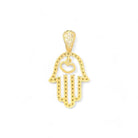 14KT Yellow Gold Hamsa Hand Pendant with Hanging Heart