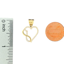 Load image into Gallery viewer, 14KT Yellow Gold Heart and Infinity Pendant with CZ Accents
