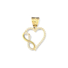 Load image into Gallery viewer, 14KT Yellow Gold Heart and Infinity Pendant with CZ Accents
