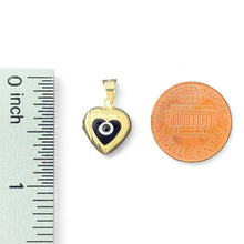 Load image into Gallery viewer, 14KT Yellow Gold Heart Evil Eye Pendants with Blue Enamel
