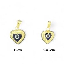 Load image into Gallery viewer, 14KT Yellow Gold Heart Evil Eye Pendants with Blue Enamel
