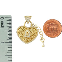 Load image into Gallery viewer, 14KT Yellow Gold Heart Lock Pendant with Key
