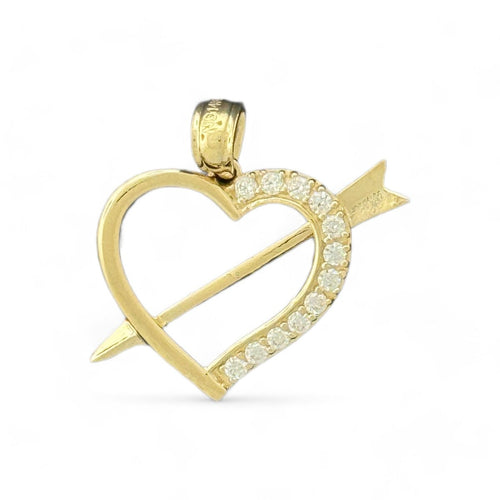 14KT Yellow Gold Heart with Arrow Pendant