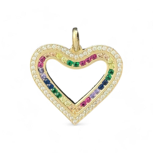 14KT Yellow Gold Heart with CZ Stones Pendant