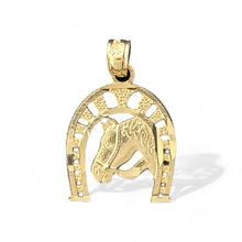 Load image into Gallery viewer, 14KT Yellow Gold Horse and Horseshoe Pendant
