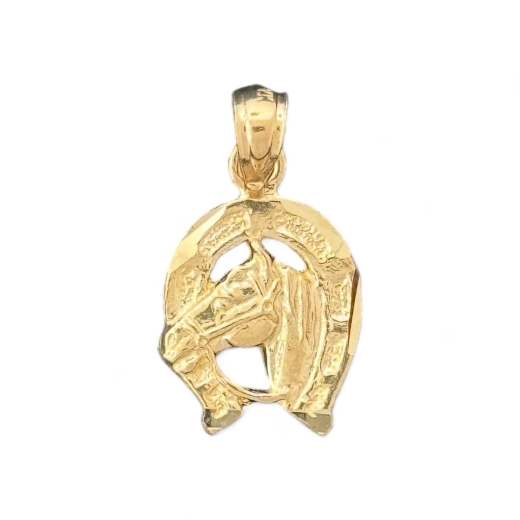 14KT Yellow Gold Horse and Horseshoe Pendant